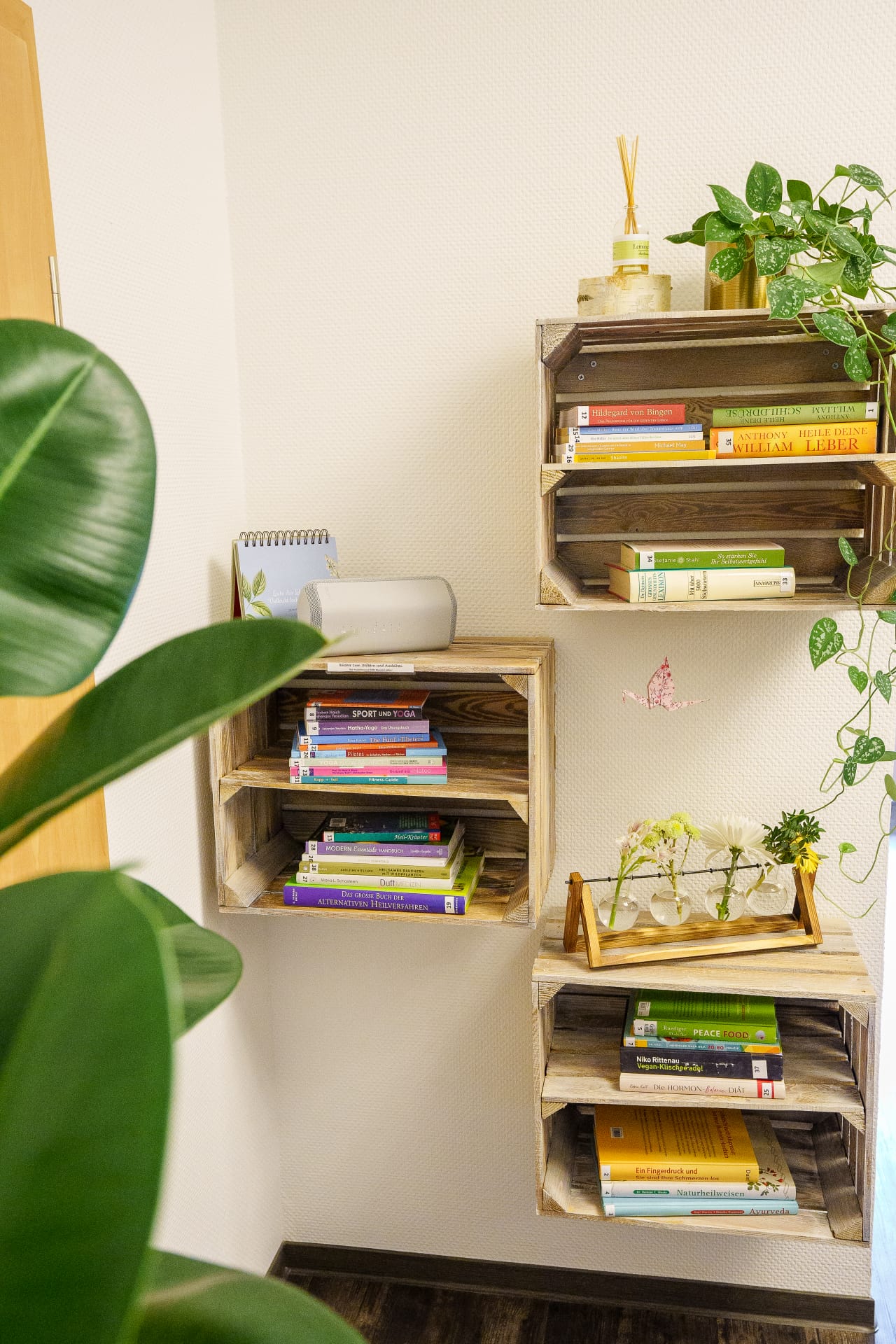 Bücherecke der Praxis mit naturheilkundlicher Literatur